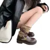 Botas estilo Martin redondas retrô, com salto grosso e plataforma para mulheres, nova coleção outono 2026, com detalhes de fivela, botas únicas versáteis e que afinam