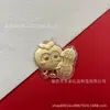 Llavero Colgante Personalizado de Oro Puro 999 de Buena Suerte con Caqui y Cacahuete, Cadena para Bolsa y Teléfono, Decoración Creativa de Dibujos Animados, Regalo