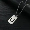 Collar Hueco con Letra para Hombre Cadena de Suéter Hip-Hop de Moda Accesorios Colgante Rectangular Brillante Marca Militar Colgante de Acero Inoxidable para Mujer