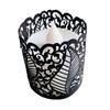 Pantalla de lámpara hueca negra láser papel decorativo luz de vela electrónica LED fiesta de cumpleaños luz de cera de té encaje de papel
