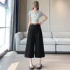 Calças Brancas Largas de Alto Padrão Estilo Francês para Mulheres, Novidade Verão 2026 Japonesas Versáteis Cropped Casuais A12600