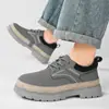Zapatos de Trabajo para Hombre Nuevos de Caña Baja Casuales de Moda Zapatos con Cordones Individuales Botas de Ruibarbo Zapatos de Moda Tendencia para Hombre Primavera y Otoño