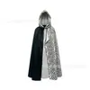 Capa de Halloween Transfronteiriça com Manchas Pretas e Brancas, Capa Longa para Cosplay, Fantasia de Performance de Palco Cruella