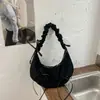 Bolso Nuevo de Color Sólido con Diseño de Nicho Ins y Tira Plisada al Hombro Bolso de Hombro Único con Lazo Versión Casual de Moda Bolso Lindo para Debajo del Brazo