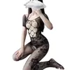 Lencería sexy entrepierna abierta tentación ajustada malla transparente ropa mono sin quitar variedad de calcetines ropa generación qqsw
