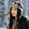 Gorra de aviador a cuadros colorida de moda para hombre, sombrero de trampero cálido a prueba de viento para otoño e invierno para mujer, protección para las orejas de lana de cordero