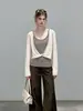 Elegante suéter de punto a rayas color block para mujer, con corte relajado, diseño trenzado y mangas largas, un top chic y único para otoño