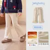Pantalones para niña Jellybaby, nueva colección otoño 2026, forrados de felpa, para niñas de 5 años, ropa gruesa de otoño, pantalones acampanados para niños