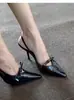 Tacones de aguja con lazo burdeos para mujer, nueva colección primavera/otoño 2026, moda de pasarela, sandalias de tacón alto de punta versátiles