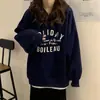 Suéter Capuz Solto Espesso com Forro de Lã Feminino Outono e Inverno Casaco Camisa Base Manga Longa Antiga Top Comércio Exterior Coreia do Sul Roupas Femininas