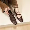 Nuevos Zapatos Mary Jane 2026 para Mujer, Cuero Genuino Vintage, Zapatos Planos Cómodos y Versátiles con Correas Cruzadas, Zapatos Pequeños de Cuero de Boca Baja