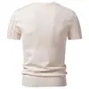Comercio Exterior Verano Nuevo Camiseta Casual para Hombre Moda Europea y Americana Tendencia Jacquard Tejido de Punto de Manga Corta Camisa Suéter con Cuello