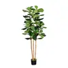 Decoração de planta artificial de figueira banyan de madeira maciça destacável transfronteiriça em vaso para sala de estar, decoração de piso interno, paisagismo com planta verde artificial