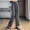 Calça Feminina Zhengzhou Seda Gelada Caimento Largo Calça Feminina Verão Fina Nova Tecnologia de Ácido Acético Cintura Alta Casual Calça 3269