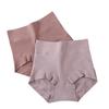 Braguitas de algodón antibacteriano de color sólido con entrepierna de algodón puro de 60% de flujo fino y cintura alta para mujer de talla grande, que levantan la cadera.
