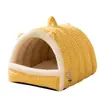Otoño Invierno Amarillo Dibujos Animados Orejas de Oso 3D Mano Cerrada Cama para Gato Impermeable Cálido Casa para Perro Cama para Perro Cama Portátil para Mascotas