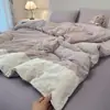 Juego de Cama de Cuatro Piezas Clase A Algodón Lavado Algodón Puro Todo Algodón Gasa de Doble Capa Funda Nórdica Sábana Bajera Falda de Cama de Verano Dormitorio Juego de Tres Piezas