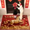 2026 Año del Caballo Alfombra de Piso de Terciopelo con Cristal Rojo Alfombra de Piso para Entrada de Año Nuevo Alfombrilla Antideslizante para Pies Alfombrilla Resistente a la Suciedad para Pies
