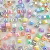 Cuentas cuadradas pequeñas galvanizadas de color UV, 8 colores sólidos transparentes, para pulseras, collares y pendientes de cuentas de verano, accesorios de joyería.