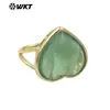 WT-R518 Anel de Entrada Vintage de Luxo Fluorita Natural Roxo Verde Formato de Coração Pequeno Banhado a Ouro 18k Anel para Aniversário de Menina
