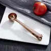 Clipe Selador de Lanches em Aço Inoxidável Banhado a Titânio Colher Medidora de Café com Clipe Colher de Chá Colher de Leite em Pó Clipe Selador Dois em Um