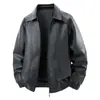 TransfronterizoChaqueta nueva de cuero PU para hombre, estilo workwear retro americano, resistente y relajada, estilo old money, simple de calle