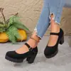 Zapatos Mary Jane Retro Versátiles de Gamuza con Suela Gruesa y Tacón Grueso, Estilo Nuevo Invierno 2025, Directo del Fabricante para Exportación, Zapatos para Mujer Transfronterizos