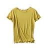 Camiseta de verano para mujer, de color liso, ajustada, combinable, fina, de media manga, modal, color liso, cuello redondo, manga corta.