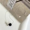 Plata de ley 925 minimalista ágata negra natural combinable cadena clavicular clásica elegante simple sentido de alta gama