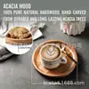 Plato de Cena de Madera Transfronterizo Plato Redondo de Madera de Acacia para Queso y Pan Madera Maciza Vajilla para Filete, Bocadillos y Fruta Bandeja de Madera