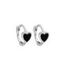 Aretes Rectangulares Geométricos de Goteo de Aceite Negro con Forma de Corazón para Mujer, Diseño Japonés y Coreano, Hebilla de Oreja Compacta Estilo Hong Kong