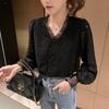 High-end estilo estrangeiro renda, mais veludo camisa de baixo de veludo feminino inverno all-match novo branco super fada temperamento interior top