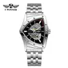 T-Winner/Victor 8243 Reloj Mecánico Casual de Moda con Esfera Calada Triangular Automático de Acero Inoxidable para Hombre
