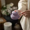 Bule de Chá Cerâmico Roxo Lavanda com Pontos Dourados e Filtro com Furo de Bola para Uso Doméstico, Bule Pequeno Novo Estilo Chinês para Preparar Chá