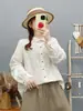 Colección Otoño 2026: Camisa Bordada Artística de Manga Larga Estilo Japonés para Mujer, Top Jacquard Casual con Adorno de Encaje al por Mayor