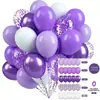 Set de 60 Globos de Látex Engrosados de 12 Pulgadas Color Morado Metálico Color Morandi Decoración para Fiesta de Cumpleaños Envío Gratis Transfronterizo