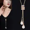 Cadena de suéter de estilo lujoso y ligero de otoño e invierno, collar de borlas largas de alta calidad para mujer, colgante de perlas, accesorios al por mayor