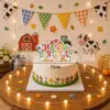 Banner de cumpleaños temático de animales de granja transfronterizo, pancarta de fiesta estilo pastoral, decoraciones colgantes en espiral, adornos para pasteles y decoraciones de mesa