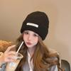Gorro de lana de estilo japonés para mujer, combinable con todo, para otoño e invierno, con cara blanca, protección para las orejas pequeñas, gorro de punto de estilo coreano con cabeza grande.