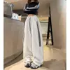 Pantalones de Chándal Retro Americanos con Raya Lateral para Mujer Primavera Otoño Cintura Alta Adelgazantes Holgados Caída Larga Casual Pierna Ancha Pantalones Largos