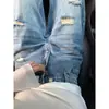 Jeans de calle extra largos estilo americano para mujeres altas, nuevos para el verano 2026, de cintura alta, adelgazantes, de pierna ancha, hasta el suelo