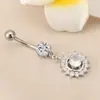 Amazon más vendido moda girasol incrustado circonita clavo de ombligo personalidad encanto temperamento piercing anillo de ombligo joyería