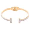 Design Simples Estilo Japonês e Coreano Pulseira Clássica Diamante Abertura Dupla T Aço Titânio Estilo Ins Elegante Simples Combina com Tudo Pulseira