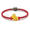 Pulsera Shuibei Gold 999 de Oro Sólido "Hielo Triturado" Hilo Rojo Oveja Pequeña para Mujer, Joyería del Zodiaco Oveja para el Año de la Oveja, Venta al por Mayor vía Transmisión en Vivo