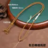 Cordão de pingente de algodão ajustável estilo Xizang tecido à mão, cordão para pendurar thangka com pingente de jade dourado, cordão de pescoço de colar estilo étnico
