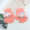 Guantes para niños otoño e invierno cálidos de medio dedo con tapa de dibujos animados lindos de punto con dedos descubiertos para bebé con forro polar engrosado para niños y niñas