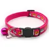 Collar de Mascota Estampado Colorido Hebilla Ovalada Accesorios Ajustables Collar con Cascabel para Gato Perro Anti-pérdida