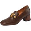 Zapatos de Tacón Alto para Mujer 2025 Primavera y Otoño Nuevo Estilo Tacón Grueso Piel Suave Punta Cuadrada Estilo Británico Zapatos Pequeños de Cuero Mocasines Comercio Exterior Tacones Súper Altos