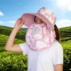 Sombrero de Paja para Recoger Té con Chal Protector Facial 2026 Primavera/Verano Nuevo Estilo Coreano Sombrero de Protección Solar con Ala Ancha para Trabajo Agrícola al Aire Libre y Protección contra el Viento