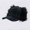 Gorra de pana con orejeras bordadas con letras, moda callejera, gorra de béisbol, otoño e invierno, protección para las orejas, cálida, gorra versátil